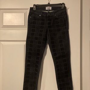 PAIGE jeans. Charcoal/black. Burnout pattern on front 24